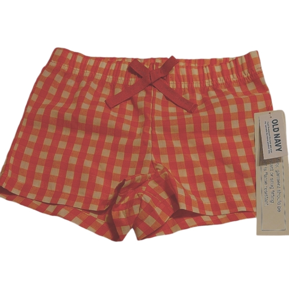 NWT Old Navy orange & offwhite checkered boxer pajama shorts